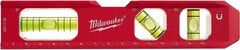 Milwaukee Tool - Magnetic 7" Long 3 Vial Torpedo Level - Aluminum, Red, 1 Level, 1 Plumb & 1 45° Vials - Exact Tool & Supply