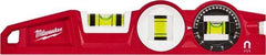 Milwaukee Tool - Magnetic 10" Long 3 Vial Torpedo Level - Die Cast, Red, 1 Level, 1 Plumb & 1 Rotating/Locking Vials - Exact Tool & Supply