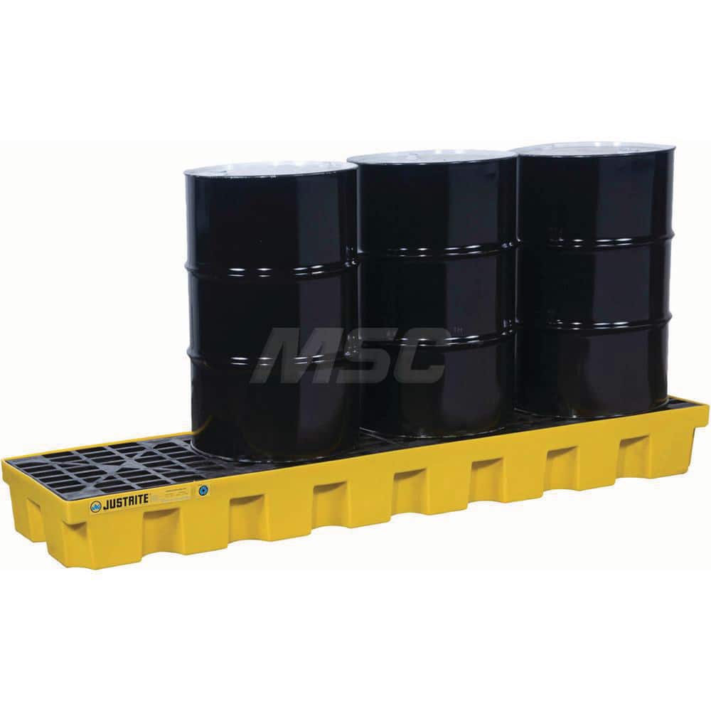 Justrite - Spill Pallets, Platforms, Sumps & Basins; Type: EcoPolyBlend? Spill Control Pallets ; Number of Drums: 4 ; Sump Capacity (Gal.): 75.00 ; Load Capacity (Lb.): 5000.000 ; Material: Polyethylene ; Height (Inch): 9 - Exact Tool & Supply