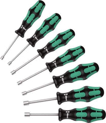 Wera - 7 Piece, 5 to 13mm Nut Driver Set - Hollow Shaft, Ergonomic Handle - Exact Tool & Supply