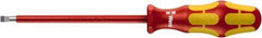 Wera - 4mm Blade Width, 9-3/4" OAL Slotted Screwdriver - 150mm Blade Length, Round Shank, Acetate with Rubber Grip Handle - Exact Tool & Supply