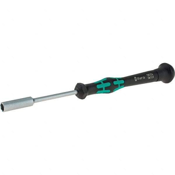 Wera - 5mm Solid Shaft Precision Nutdriver - Cushion Grip Handle, 6-1/4" OAL - Exact Tool & Supply