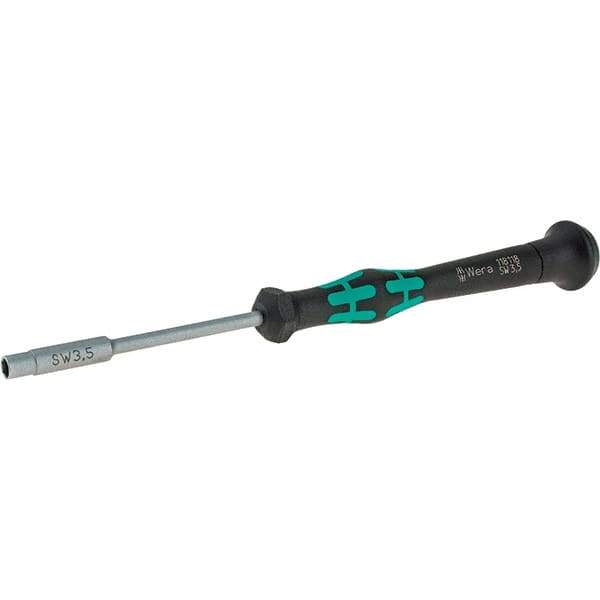 Wera - 3.5mm Solid Shaft Precision Nutdriver - Cushion Grip Handle, 6-1/4" OAL - Exact Tool & Supply