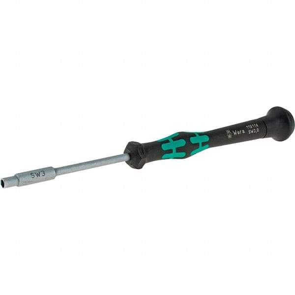 Wera - 3mm Solid Shaft Precision Nutdriver - Cushion Grip Handle, 6-1/4" OAL - Exact Tool & Supply