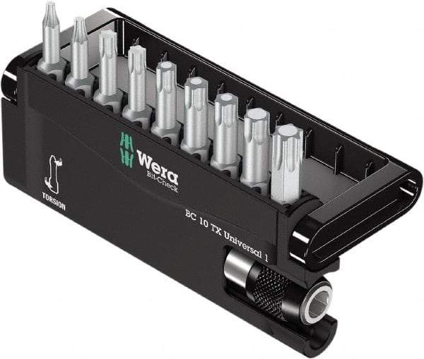 Wera - 10 Piece, 1/4" Drive Screwdriver Bit Set - T8 to T40 Torx - Exact Tool & Supply