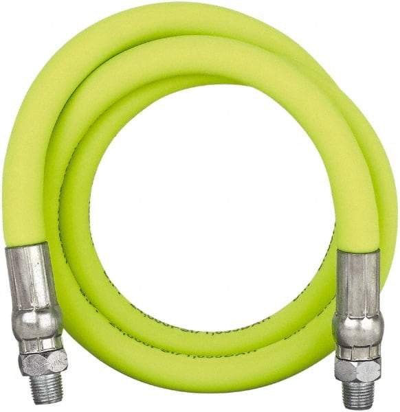 Legacy - 3' Long, 10,000 psi Operating Pressure, Rubber Grease Gun Hose - 3/16 NPT, 10,000 psi Burst Pressure - Exact Tool & Supply