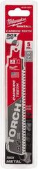 Milwaukee Tool - 6" Long x 1" Thick, Carbide Reciprocating Saw Blade - Straight Profile, 7 TPI, Toothed Edge, Universal Shank - Exact Tool & Supply