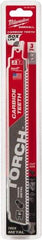 Milwaukee Tool - 9" Long x 1" Thick, Carbide Reciprocating Saw Blade - Straight Profile, 7 TPI, Toothed Edge, Universal Shank - Exact Tool & Supply