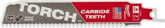 Milwaukee Tool - 6" Long x 1" Thick, Carbide Reciprocating Saw Blade - Straight Profile, 7 TPI, Toothed Edge, Universal Shank - Exact Tool & Supply