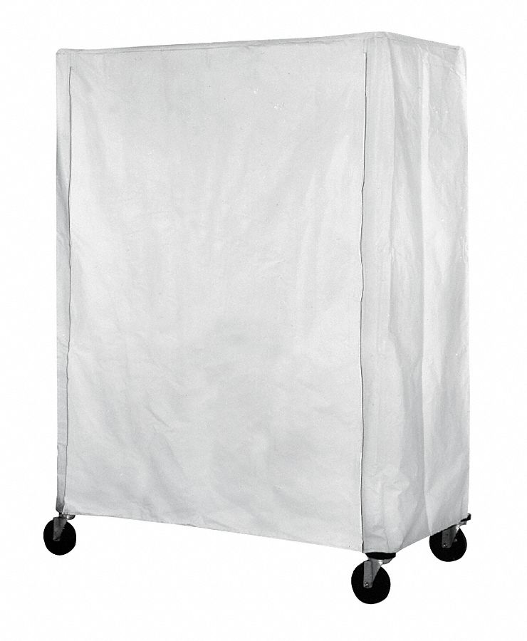 White Coated Nylon Hook-and-Loop Cart Cover, 74"H x 60"L x 21"W