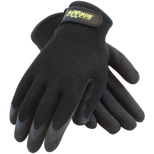 ‎39-C1375/XL Seamless Knits - Maximum Safety - 10G Black Polyester Shell - Black Latex Crinkle Grip - Exact Tool & Supply