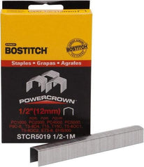 Stanley Bostitch - 1/2" Long x 7/16" Wide, 24 Gauge Crowned Construction Staple - Steel, Chisel Point - Exact Tool & Supply