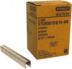 Stanley Bostitch - 9/16" Long x 7/16" Wide, 18 Gauge Crowned Construction Staple - Steel, Chisel Point - Exact Tool & Supply