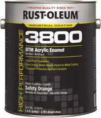 Rust-Oleum - 1 Gal Safety Orange Gloss Finish Acrylic Enamel Paint - 150 to 270 Sq Ft per Gal, Interior/Exterior, Direct to Metal - Exact Tool & Supply