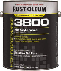 Rust-Oleum - 1 Gal Masstone Tint Base Gloss Finish Acrylic Enamel Paint - 150 to 270 Sq Ft per Gal, Interior/Exterior, Direct to Metal - Exact Tool & Supply
