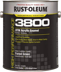 Rust-Oleum - 1 Gal Forest Green Gloss Finish Acrylic Enamel Paint - 150 to 270 Sq Ft per Gal, Interior/Exterior, Direct to Metal - Exact Tool & Supply