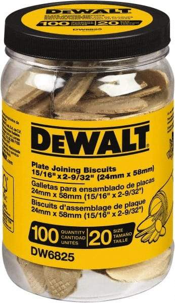 DeWALT - Size 20 Biscuits - 100 Pieces, Tube - Exact Tool & Supply