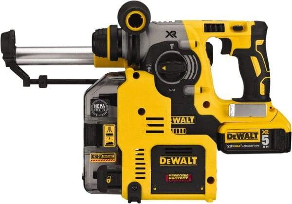 DeWALT - 20 Volt 1" Keyless Chuck Cordless Rotary Hammer - 0 to 4,600 BPM, 0 to 1,100 RPM, Reversible - Exact Tool & Supply