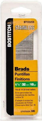 Stanley Bostitch - 18 Gauge 0.05" Shank Diam 1-1/4" Long Brad Nails for Power Nailers - Steel, Bright Finish, Ring Shank, Straight Stick Adhesive Collation, Brad Head, Chisel Point - Exact Tool & Supply