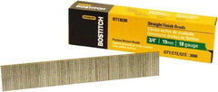 Stanley Bostitch - 18 Gauge 0.05" Shank Diam 3/4" Long Brad Nails for Power Nailers - Steel, Bright Finish, Ring Shank, Straight Stick Adhesive Collation, Brad Head, Chisel Point - Exact Tool & Supply