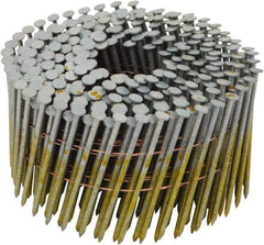 Stanley Bostitch - 11 Gauge 0.099" Shank Diam 2-1/2" Long Framing Nails for Power Nailers - Steel, Galvanized Finish, Smooth Shank, Coil Wire Collation, Round Head, Diamond Point - Exact Tool & Supply