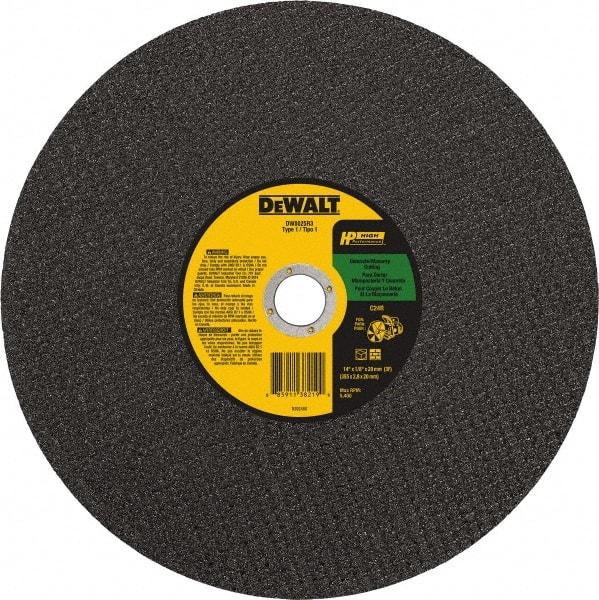 DeWALT - 14" 24 Grit Silicon Carbide Cutoff Wheel - 1/8" Thick, 20mm Arbor, 5,500 Max RPM, Use with Chop Saws - Exact Tool & Supply