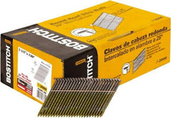 Stanley Bostitch - 11 Gauge 0.12" Shank Diam 2-3/8" Long Framing Nails for Power Nailers - Steel, Bright Finish, Ring Shank, Angled Stick Wire Collation, Round Head, Diamond Point - Exact Tool & Supply