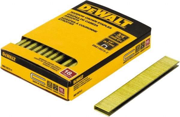 DeWALT - 3/4" Long x 1/4" Wide, 18 Gauge Crowned Construction Staple - Steel, Copper Finish, Chisel Point - Exact Tool & Supply