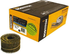 Stanley Bostitch - 13 Gauge 2-1/2" Long Siding Nails for Power Nailers - Steel, Galvanized Finish, Ring Shank, Coil Wire Collation, Round Head, Blunt Diamond Point - Exact Tool & Supply
