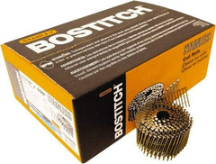 Stanley Bostitch - 13 Gauge 2-3/16" Long Siding Nails for Power Nailers - Steel, Stainless Steel Finish, Ring Shank, Coil Wire Collation, Round Head, Blunt Diamond Point - Exact Tool & Supply