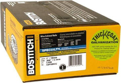 Stanley Bostitch - 13 Gauge 2" Long Siding Nails for Power Nailers - Steel, Galvanized Finish, Smooth Shank, Coil Wire Collation, Round Head, Blunt Diamond Point - Exact Tool & Supply