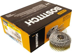 Stanley Bostitch - 14 Gauge 1-3/4" Long Siding Nails for Power Nailers - Steel, Galvanized Finish, Ring Shank, Coil Wire Collation, Round Head, Blunt Diamond Point - Exact Tool & Supply