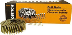Stanley Bostitch - 14 Gauge 1-1/2" Long Siding Nails for Power Nailers - Steel, Galvanized Finish, Ring Shank, Coil Wire Collation, Round Head, Blunt Diamond Point - Exact Tool & Supply