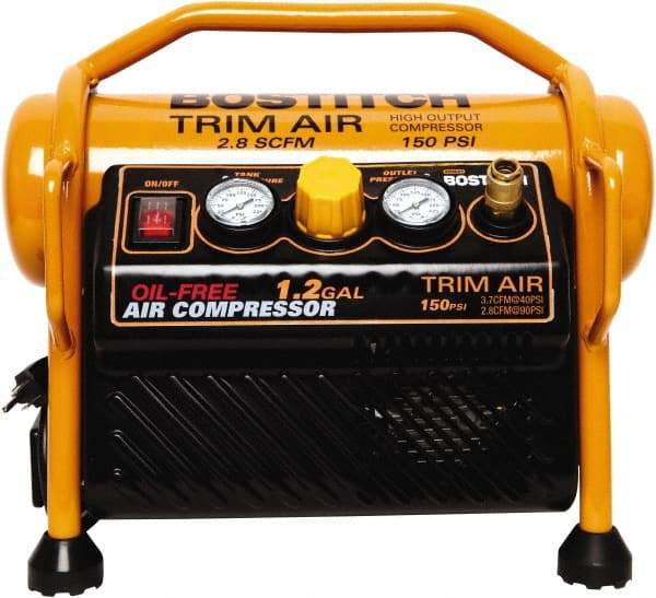 Stanley Bostitch - 1.5 hp, 2.80 CFM, Trim Air Compressor - 1.2 Gal Tank, 12 Amp, 120 psi, 110 AC - Exact Tool & Supply