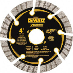 DeWALT - 4" Diam, 7/8" Arbor Hole Diam, 8 Tooth Wet & Dry Cut Saw Blade - Diamond Matrix, Fast Cutting Action, Standard Round Arbor - Exact Tool & Supply