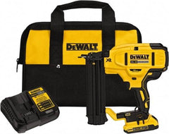 DeWALT - Cordless Brad Nailer Kit - 18 Gauge Nail Diam, 5/8 to 2-1/8" Long Nail, Includes DCB203 2Ah Battery, Carry Bag & Charger - Exact Tool & Supply