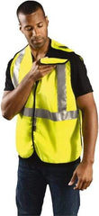 OccuNomix - Size M Flame Resistant/Retardant Yellow Solid Breakaway Vest - 36 to 38" Chest, ANSI 107-2015, ASTM F1506, ATPV=7.1 cal/Sq cm, NFPA 70E/HRC=1, Hook & Loop Closure, Polyester Blend - Exact Tool & Supply