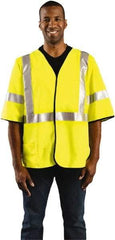 OccuNomix - Size XL Flame Resistant/Retardant Yellow Solid General Purpose Vest - 44 to 46" Chest, ANSI 107-2015, ASTM F1506, ATPV=7.1 cal/Sq cm, NFPA 70E/HRC=1, Hook & Loop Closure, 1 Pocket, Polyester Blend - Exact Tool & Supply