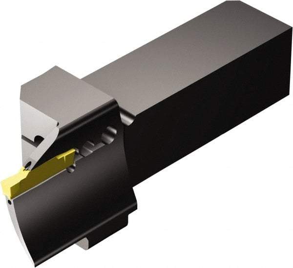 Sandvik Coromant - QS-R/LF123..C..E..B, External, Left Hand, 20.32mm Max Depth of Cut, Indexable Grooving Tool Holder - N123H2-0400-0004-TF Insert Compatibility, 19.05mm Shank Height, 19.05mm Shank Width, 110.26mm OAL, Through Coolant - Exact Tool & Supply
