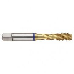 M8x1.25 6H 3-Flute PM Cobalt Blue Ring Semi-Bottoming 40 degree Spiral Flute Tap-TiN - Exact Tool & Supply
