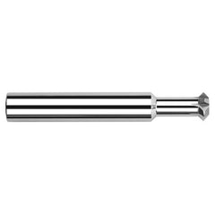 Double Angle Shank Cutters - 0.1250″ (1/8″) Cutter Diameter × 0.0750″ Width × 0.1870″ (3/16″) Neck Length Carbide Double Angle Shank Cutter, 4 Flutes - Exact Tool & Supply