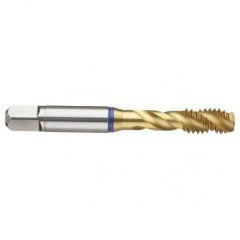 1-8 2B 4-Flute PM Cobalt Blue Ring Semi-Bottoming 40 degree Spiral Flute Tap-TiN - Exact Tool & Supply