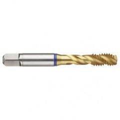 1-12 2B 4-Flute PM Cobalt Blue Ring Semi-Bottoming 40 degree Spiral Flute Tap-TiN - Exact Tool & Supply