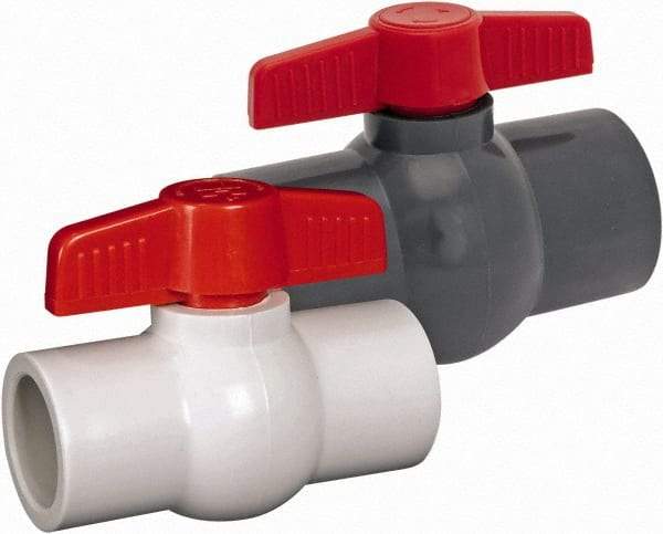 Hayward - 2" Pipe, Full Port, PVC Miniature Ball Valve - Inline - One Way Flow, Socket Ends, Tee Handle, 150 WOG - Exact Tool & Supply
