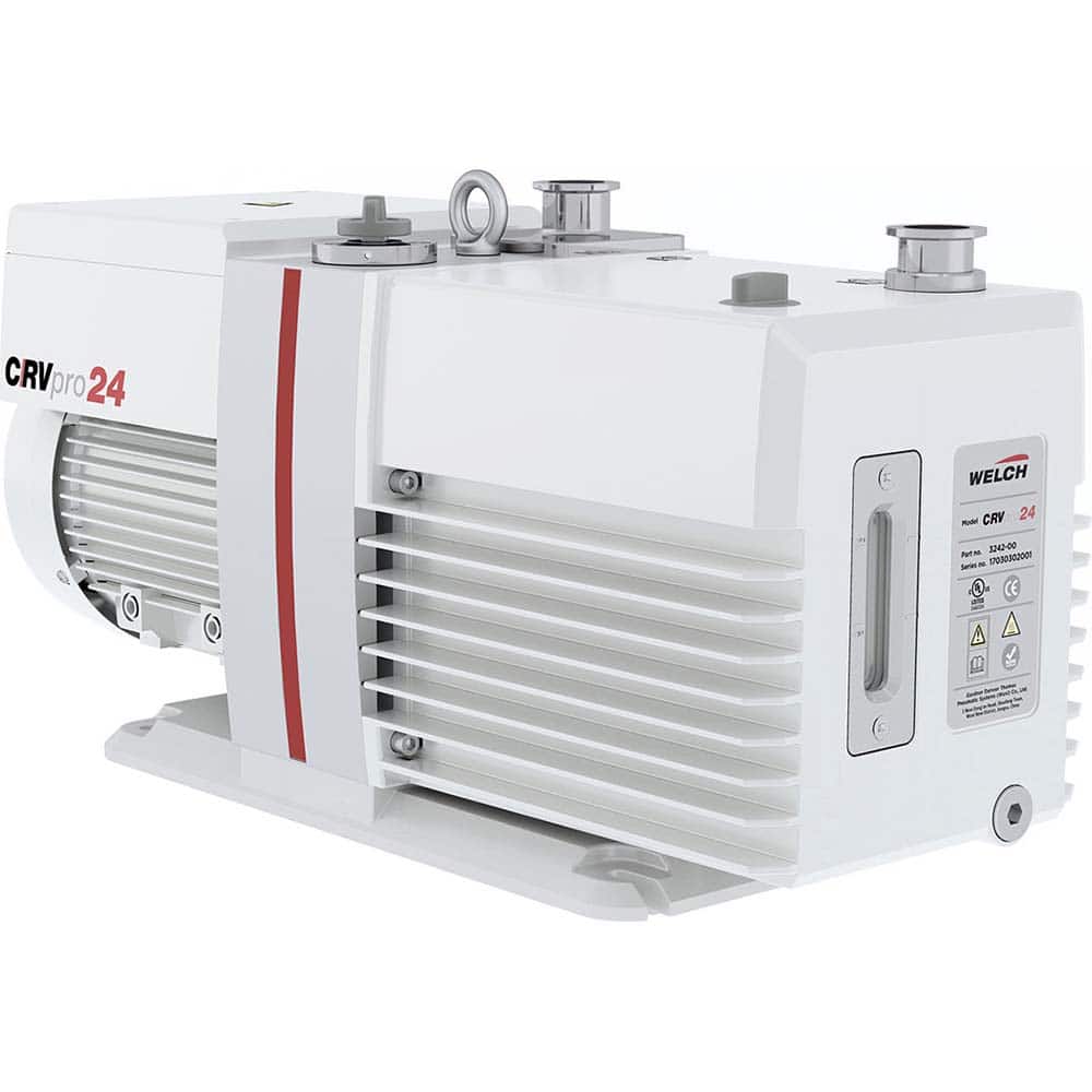 Welch - Rotary Vane-Type Vacuum Pumps; Horsepower: 1.1 ; Voltage: 115V ; Cubic Feet per Minute: 18.30 ; Length (Decimal Inch): 22.4000 ; Width (Decimal Inch): 8.1000 ; Height (Inch): 11.40 - Exact Tool & Supply