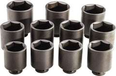 Proto - 11 Piece 1" Drive Full Polish Finish Deep Well Impact Socket Set - 6 Points, 3-1/8" to 4-1/2" Range, Inch Measurement Standard - Exact Tool & Supply