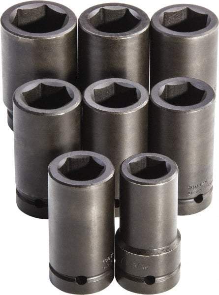 Proto - 8 Piece 1" Drive Full Polish Finish Deep Well Impact Socket Set - 6 Points, 27mm to 41mm Range, Metric Measurement Standard - Exact Tool & Supply