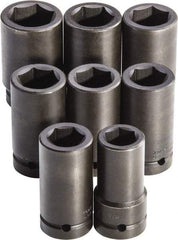 Proto - 8 Piece 1" Drive Full Polish Finish Deep Well Impact Socket Set - 6 Points, 27mm to 41mm Range, Metric Measurement Standard - Exact Tool & Supply