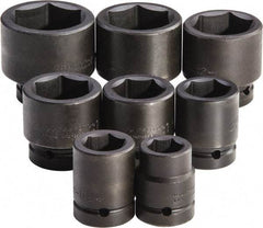 Proto - 8 Piece 1" Drive Full Polish Finish Deep Well Impact Socket Set - 6 Points, 1-1/16" to 2-3/8" Range, Inch Measurement Standard - Exact Tool & Supply