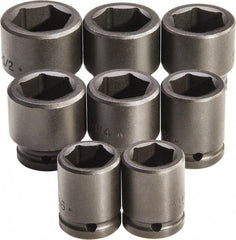 Proto - 8 Piece 3/4" Drive Standard Deep Impact Socket Set - 6 Points, 1 to 1-1/2", Inch Measurement Standard - Exact Tool & Supply